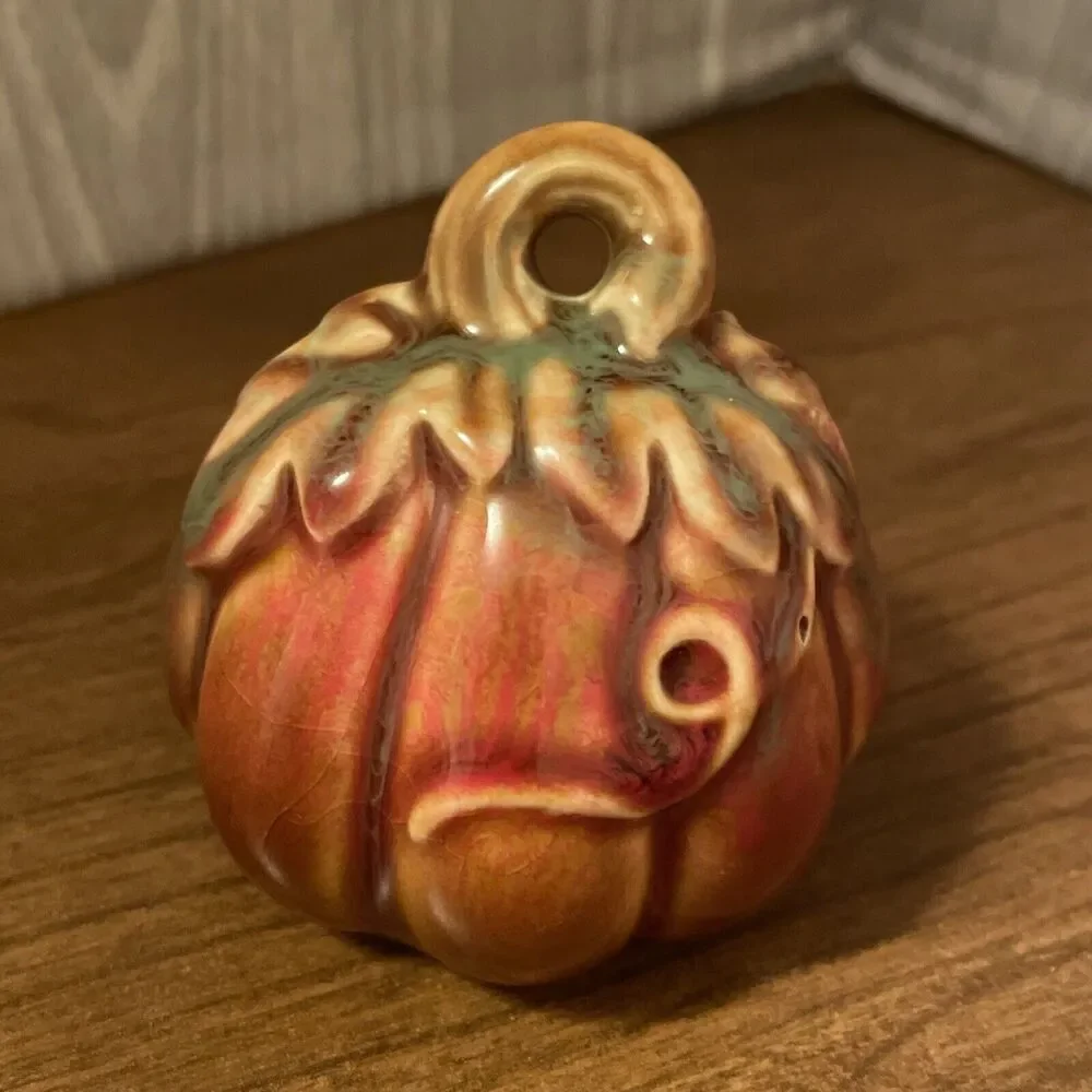 Vintage Salt And Pepper Shakers Ceramic Pumpkins Gourds Orange And Green